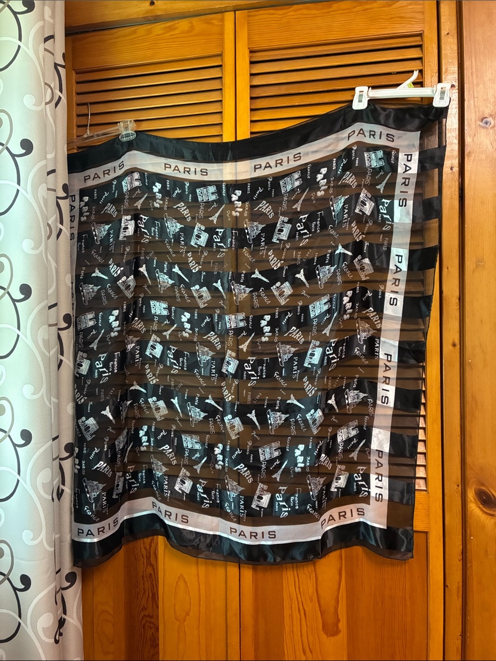 Black Sheer Paris Scarf - Graphic Print